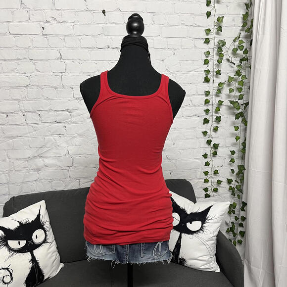 Y2K Mossimo supply co. extra long fitted tank top Costa Rica print S - M - Picture 2 of 6